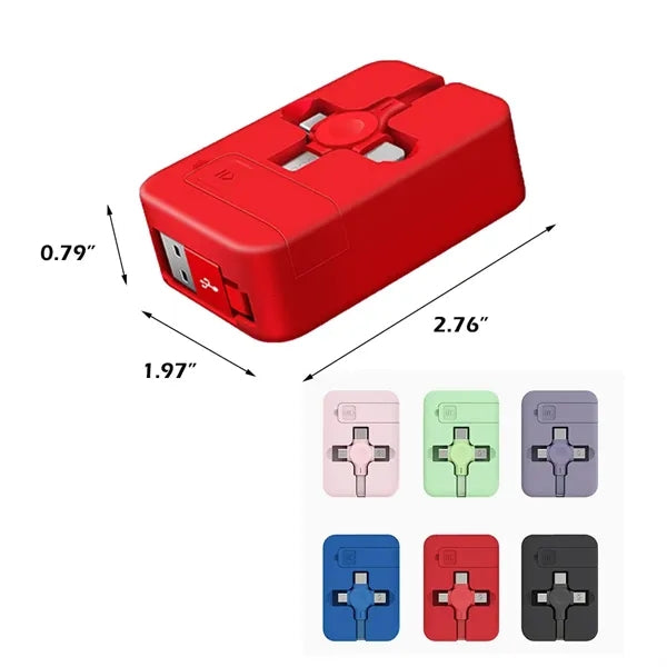Square Retractable 3 In 1 Charging Data Cable