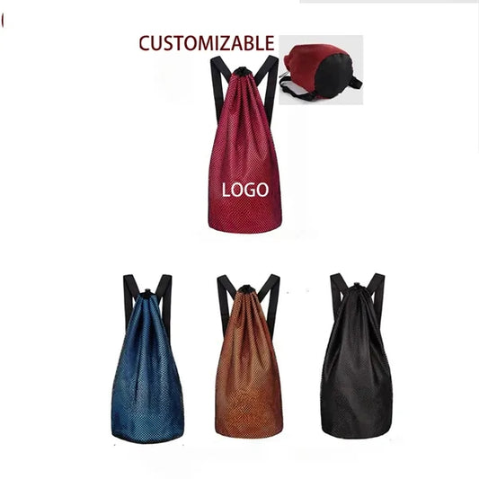 Basketball Drawstring Mesh Bag Double-shoulder Backpack