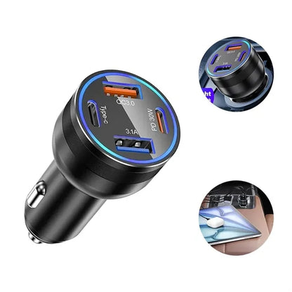 4-Port 65W PD3.0&QC3.0 Fast Car Charger Adapter