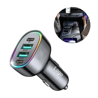 70W 4-Port PD3.0&QC3.0 Fast Car Charger Adapter