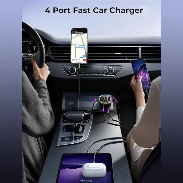 70W 4-Port PD3.0&QC3.0 Fast Car Charger Adapter