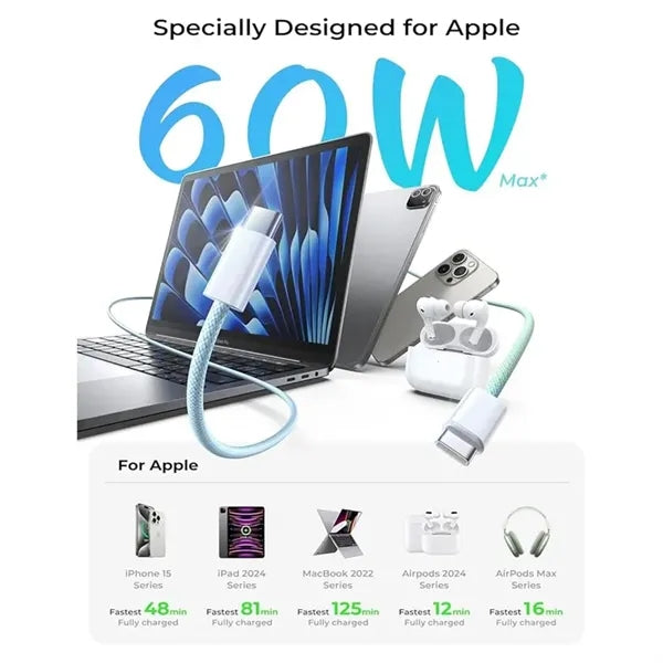 3.3ft 60W USB C Fast Charger Cord