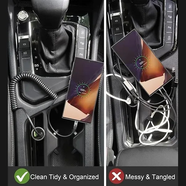 3ft Coiled USB C Fast Charger Cable for Car