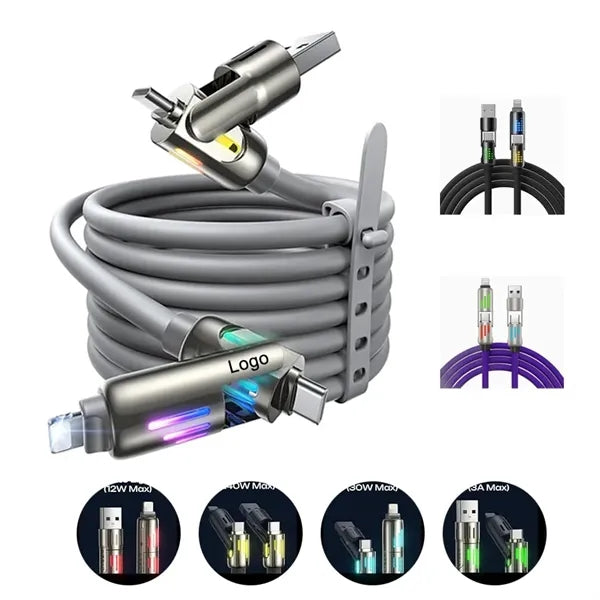 240W 6.6FT 4 in 1 Charging Cable with Light for All Devices