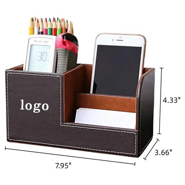 Minimalist Multi-Functional Leather Desktop Pen Organizer