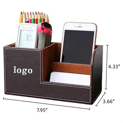Minimalist Multi-Functional Leather Desktop Pen Organizer