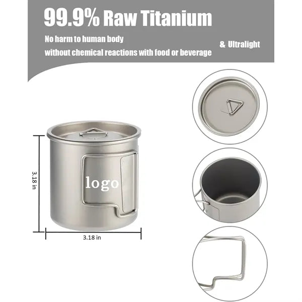 Outdoor Titanium Camping Cup with Foldable Handle - 14oz Boi