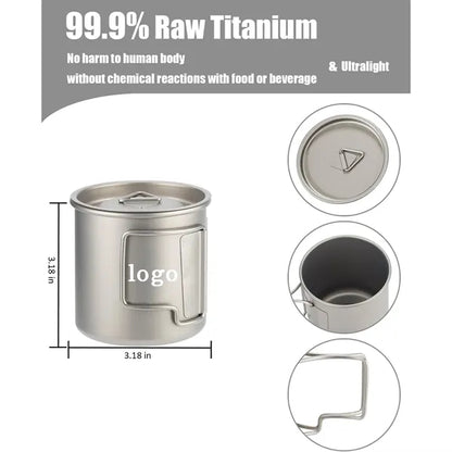 Outdoor Titanium Camping Cup with Foldable Handle - 14oz Boi