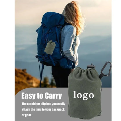 Outdoor Titanium Camping Cup with Foldable Handle - 14oz Boi
