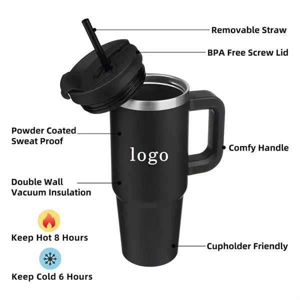 30oz Portable Stainless Steel Vacuum Insulated Tumbler