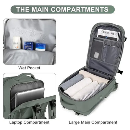 Waterproof Travel Luggage Backpack with USB Charging Port