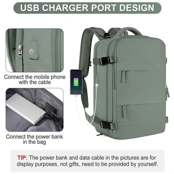 Waterproof Travel Luggage Backpack with USB Charging Port