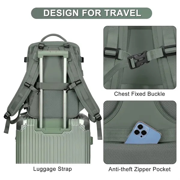 Waterproof Travel Luggage Backpack with USB Charging Port