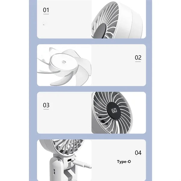 Mini LED Display Rechargeable Foldable Design Fan