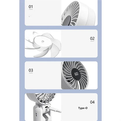 Mini LED Display Rechargeable Foldable Design Fan