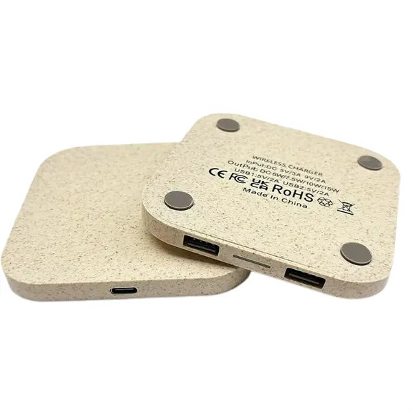 Portable Wheat Straw 3-In-1 Multi-Function Wireless Charger