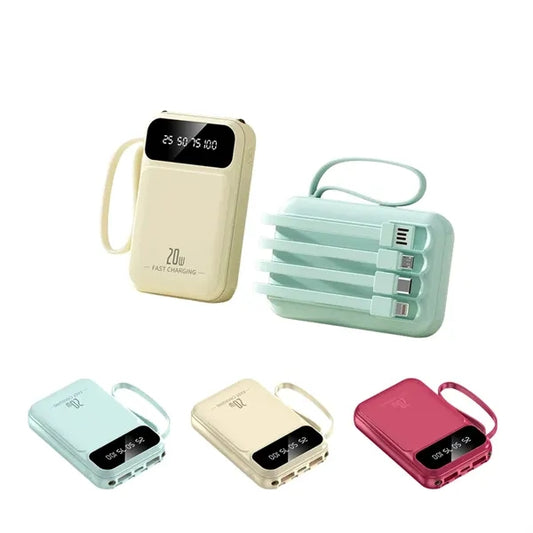 20000mAh Mini Power Bank with Built-in Cable