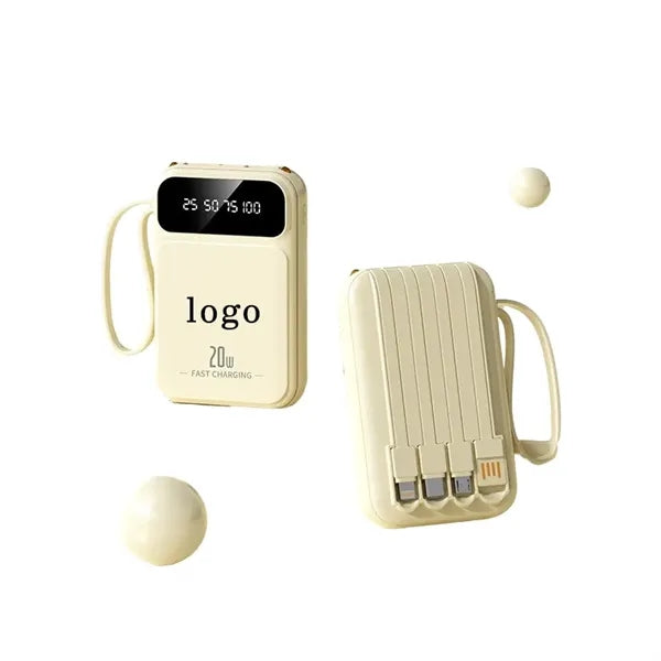 20000mAh Mini Power Bank with Built-in Cable