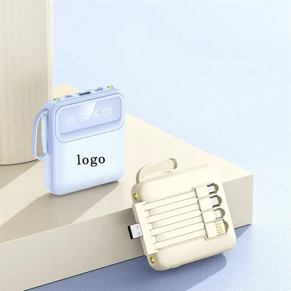 20000mAh Mini Power Bank with Built-in Cable