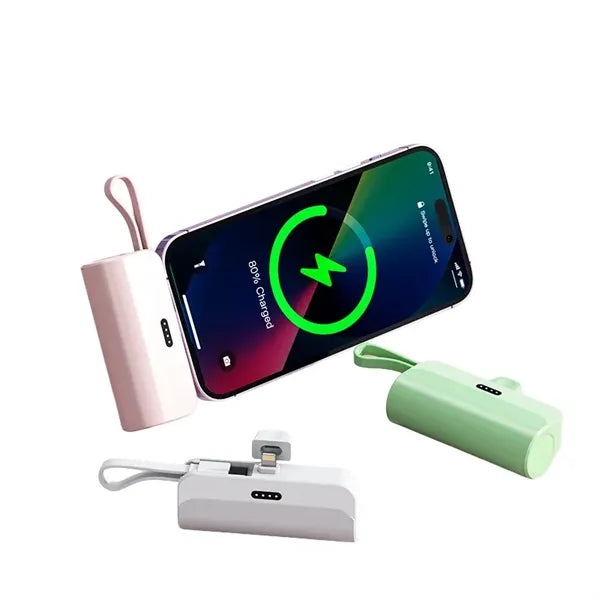 10000mAh Capsule-Style Power Bank with Built-in Cable
