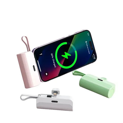 10000mAh Capsule-Style Power Bank with Built-in Cable