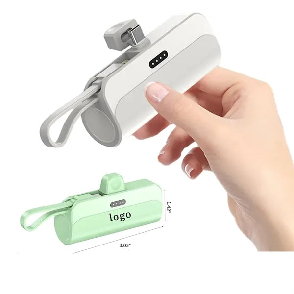 10000mAh Capsule-Style Power Bank with Built-in Cable