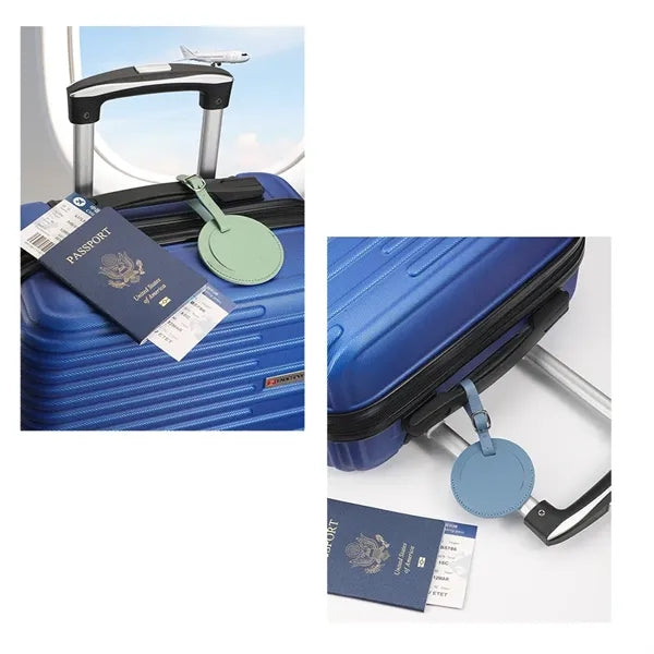 PU Leather Round Luggage ID Tag