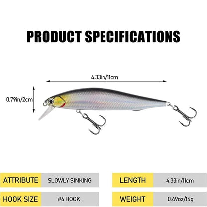 Long-Cast Suspending Minnow Lure