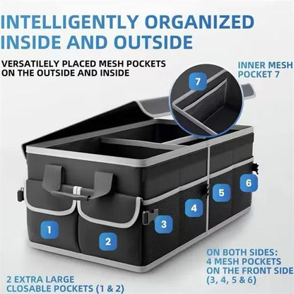 Foldable Car Trunk Organizer With Multiple Compartments