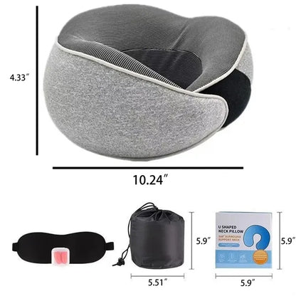 U Shaped Travel Neck Pillow Set With Eye Mask Earplugs Bag
