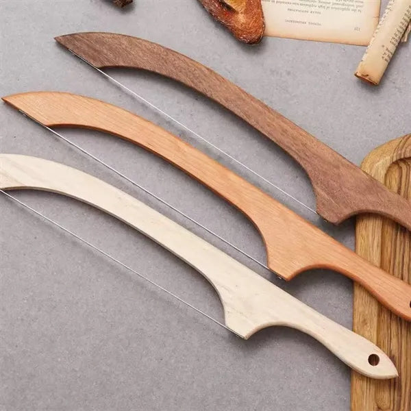 Wood Handle Bread Knife With Serrated Blade For Kitchen Use