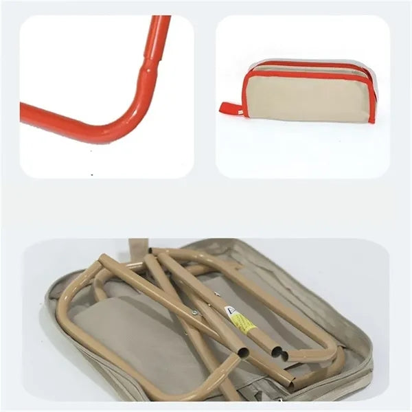Foldable Handbag Stool with Storage Pocket