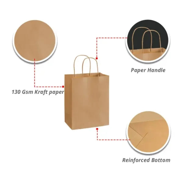 Kraft Paper Shopping Bags - Brown