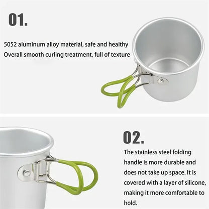 5oz Collapsible Handle Outdoor Aluminum Camping Mug