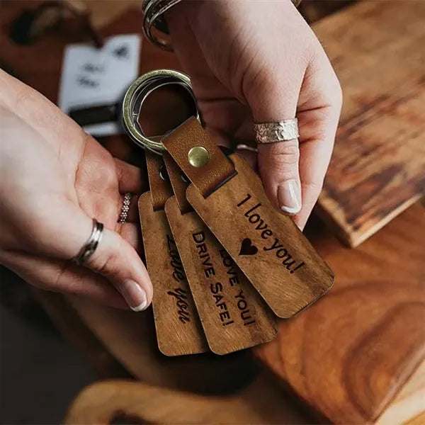 Custom Engraved Wooden Keychain Personalized Name Tag