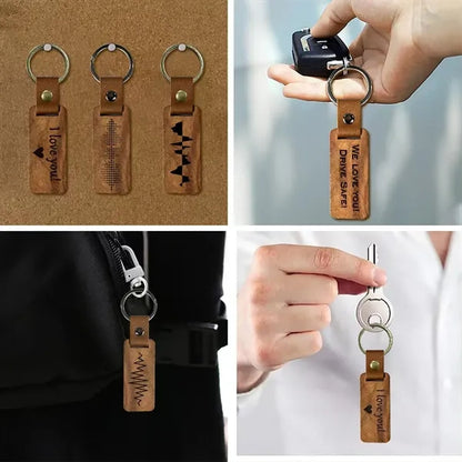 Custom Engraved Wooden Keychain Personalized Name Tag