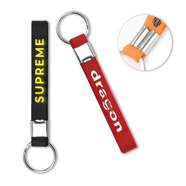 1/2" Screen Printed Silicone Wristband Keychain
