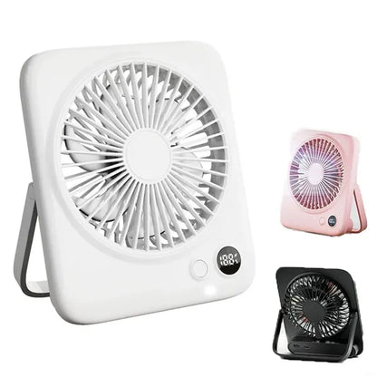 Portable 4000mAh Rechargeable Desk Fan With Digital Display