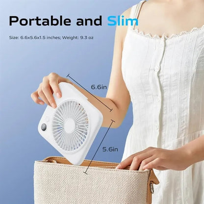 Portable 4000mAh Rechargeable Desk Fan With Digital Display