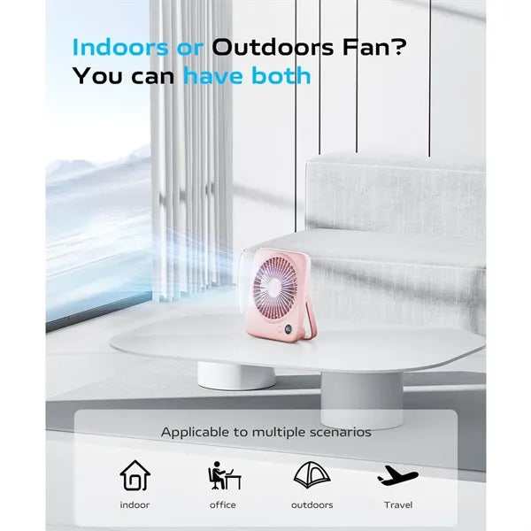 Portable 4000mAh Rechargeable Desk Fan With Digital Display