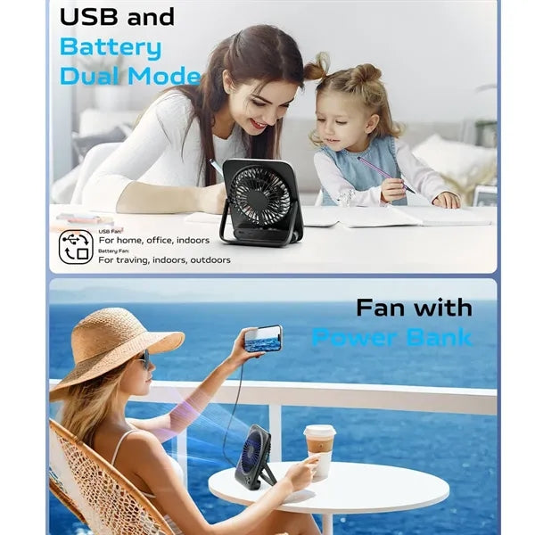 Portable 4000mAh Rechargeable Desk Fan With Digital Display