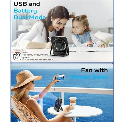 Portable 4000mAh Rechargeable Desk Fan With Digital Display