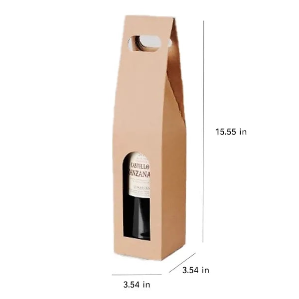 Kraft Paper Wine Box with Window Foldable Carrier Bag