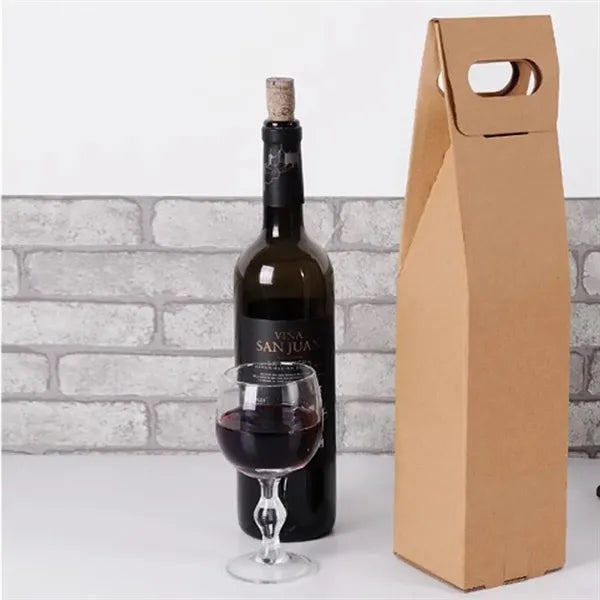 Kraft Paper Wine Box with Window Foldable Carrier Bag