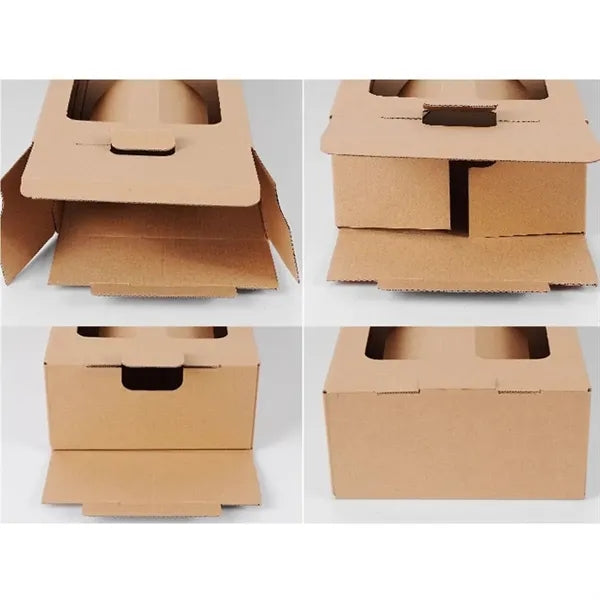 Kraft Paper Wine Box with Window Foldable Carrier Bag
