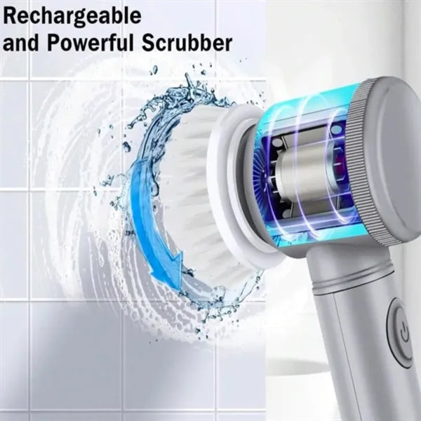 Electric Cleanning Brush Scrubber with 6 Replaceable Heads