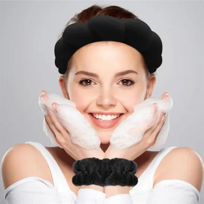 Spa Headband for Washing Face Wristband Set