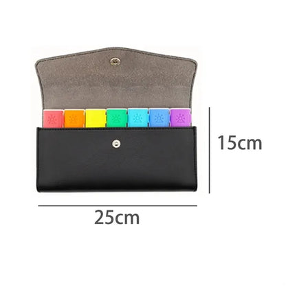 Portable Leather Weekly Pill Organizer Case