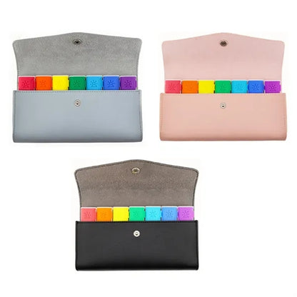 Portable Leather Weekly Pill Organizer Case