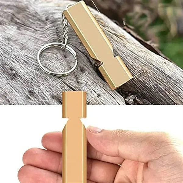 Dual-Tube Emergency Whistle with Lanyard & Carabiner
